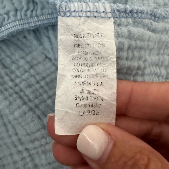 Bucket List Girls Light Blue Ruffle Sleeve Cotton Peplum Top Size Large - Picture 7 of 7